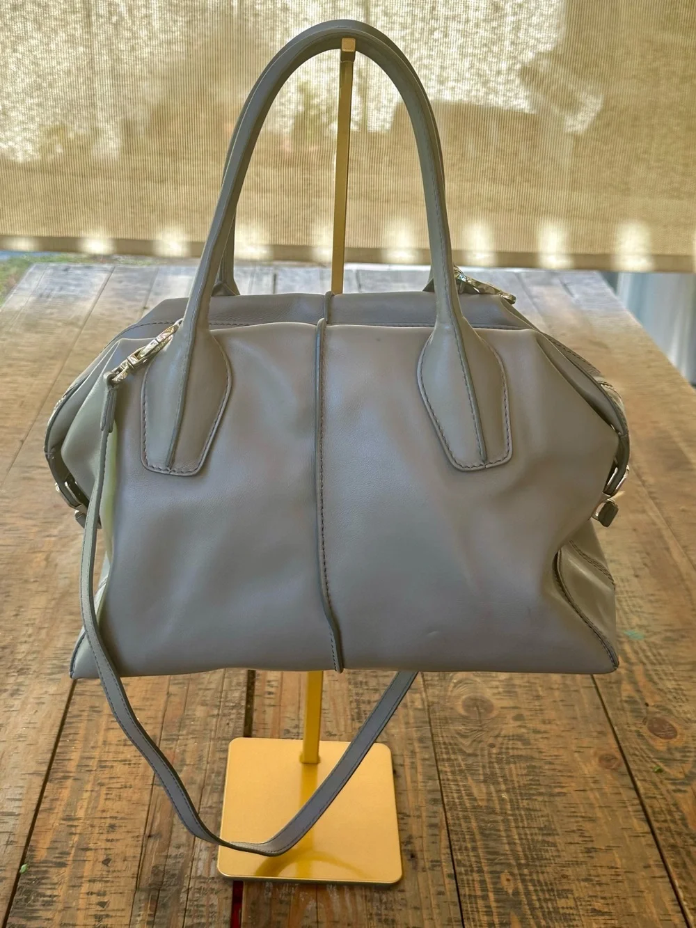 Tod’s D-Styling Bauletto Gray Leather Satchel - Women Bags